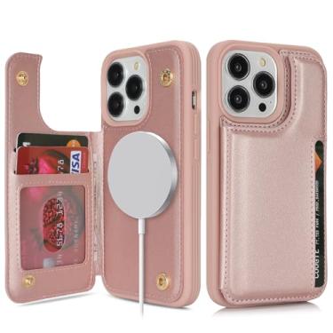 Imagem de SailorTech Capa para iPhone 13 Pro com suporte para cartão, capa carteira para iPhone 13 Pro para mulheres e homens com carteira protetora de couro PU MagSafe para iPhone13Pro (rosa)