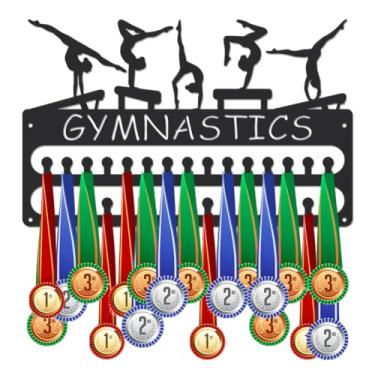 Imagem de SUPERDANT Suporte de medalha de ginástica, suporte de medalha esportiva, suporte de parede, 30 ganchos, cinto de metal preto fosco, expositor, fita de ferro, organizador de prêmios, presentes para
