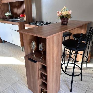 Imagem de Bancada para Cozinha com Adega 1 Porta com Prateleira Manchester