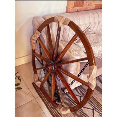Imagem de Lustre Roda de Carroça em Madeira Maciça - RUSTICO ARTESANAL