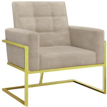 Imagem de 1 Poltrona Base de Ferro Dourado Cadeira para Sala de Espera Recepção 