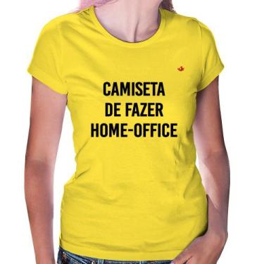 Imagem de Baby Look Camiseta de fazer home-office - Foca na Moda, Amarelo, M