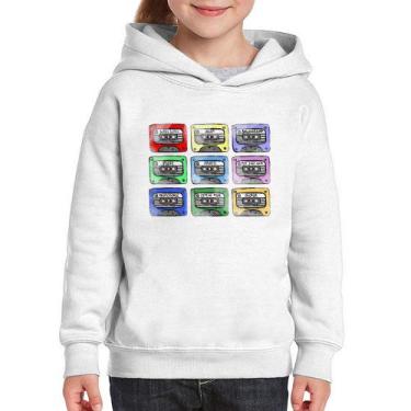 Imagem de Moletom Infantil 80's Cassette Tapes - Foca na Moda, Branco, 8