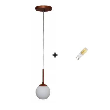 Imagem de Lustre Pendente Moderno Globo Quarto Balcão Luxo+Lâmpada G9 - Pendente