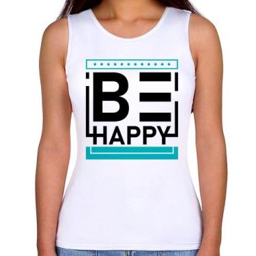Imagem de Regata Feminina Be Happy - Foca na Moda, Branco, GG