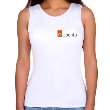 Imagem de Regata Feminina Ubuntu Linux - Foca na Moda, Branco, M