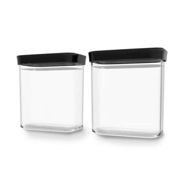 Imagem de Conjunto Kit Cozinha 2 Potes Herméticos de Acrílico de 1500ml - Preto 