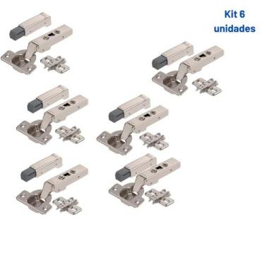 Imagem de Kit 6 Dobradiças Blum Clip Reta 75s1550cb+ Calço +Blumotion