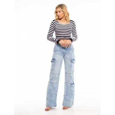 Imagem de Cropped Manga Longa Feminino Moda Gringa - Jusceliatricot, Preto, Únic