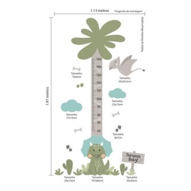 Imagem de Adesivo de Parede Dinossauro Jurassic Baby Régua Crescimento - Quartin