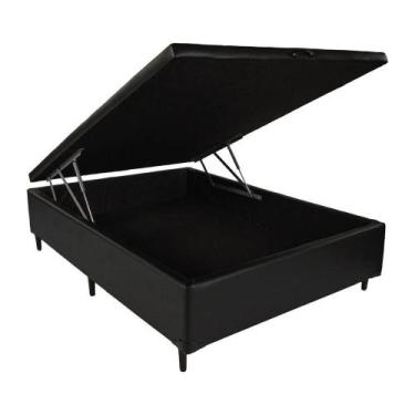 Imagem de Base Cama Box Com Baú Blindado Casal material sintético Preto 43x138x1