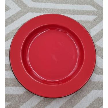Imagem de 01 Prato Esmaltado Original Ágata 26cm Cor Vermelho Postagem Rápida - 