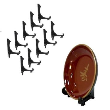 Imagem de Kit 10 Peças Suporte Para Pratos e Azulejos Preto 9cm - AC