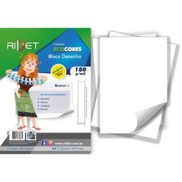 Imagem de Bloco para Educação Artística Desenho Branco A4 180G 20 Folhas 21X29CM