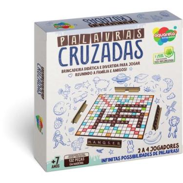 Imagem de Jogo de Tabuleiro Palavras Cruzadas 100 Peças de Madeira - Aquarela Br