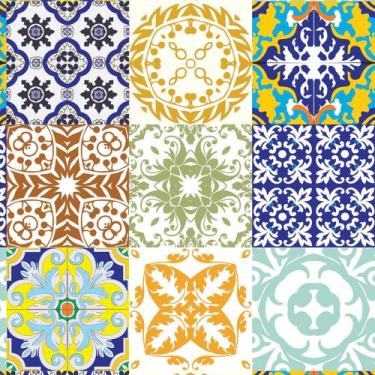 Imagem de Papel De Parede Adesivo Fosco Azulejo Antigo Retrô 02 3,05m - DecoraPl