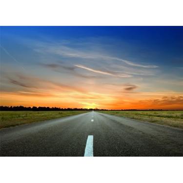 Imagem de CORFOTO Tecido 2,1 x 1,5 m, pano de fundo de estrada de estrada, campo, para fotografia, pôr do sol, natureza, paisagem, viagem, festa de aniversário, chá de bebê, faixa masculina e infantil para