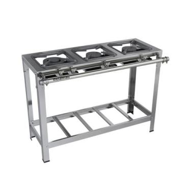 Imagem de Fogão Industrial Luxo 3 bocas  30X30 Aço Inox 304 Metalmaq, Gás de Bot