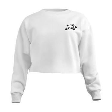 Imagem de Blusa Cropped Moletom Panda Feminino Personalizado com Cintura Descost