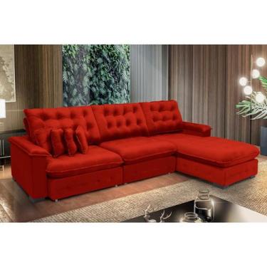 Imagem de Sofá Berlin 3.85x1.70m com Chaise Super Pillow Top - Vermelho - Sofist