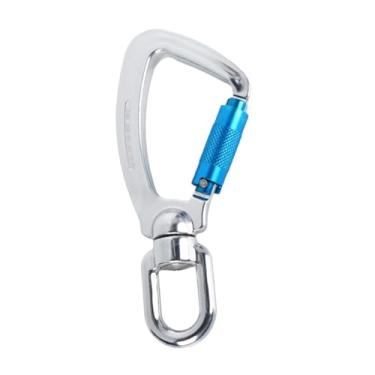 Imagem de menolana Mosquetão de travamento com anel giratório multifuncional resistente leve mosquetão de escalada em forma de d para mochila, Alumínio