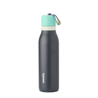 Imagem de Owala Garrafa de água FreeSip Twist isolada de aço inoxidável com canudo para esportes e viagens, sem BPA, 510 g, azul/cinza (Foggy Tide)