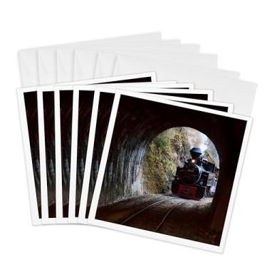 Imagem de 3dRose Cartões comemorativos – Romênia, Ferrovia Vaser Valley, trem a vapor entrando em um túnel. – 15 x 15 cm, conjunto de 6 (gc_277882_1)