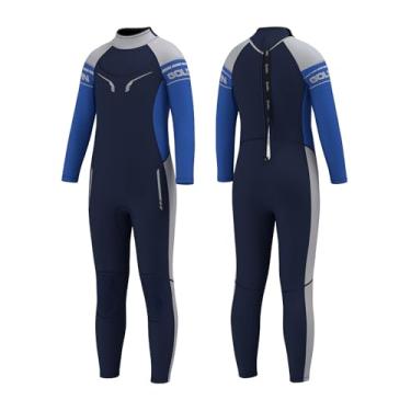 Imagem de Roupa de mergulho infantil Goldfin para meninos meninas 3 mm neoprene corpo inteiro zíper traseiro roupas molhadas crianças jovens manter aquecido para água fria paddleboarding snorkeling surfe