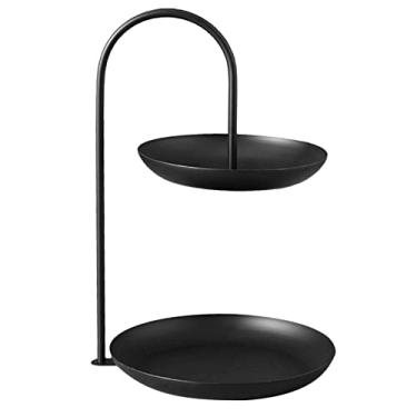 Imagem de Bandeja de Servir Frutas de Ferro à Prova D'água Multi Camadas para Festa de Mesa de Centro (Preto)