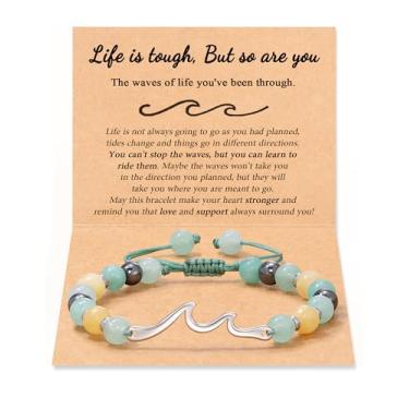Imagem de Tarsus Presentes inspiradores para mulheres, Through The Waves of Life, Life is Tough but so are You, Pulseira de incentivo para ficar bem e sentir melhor, presentes espirituais, presentes atenciosos