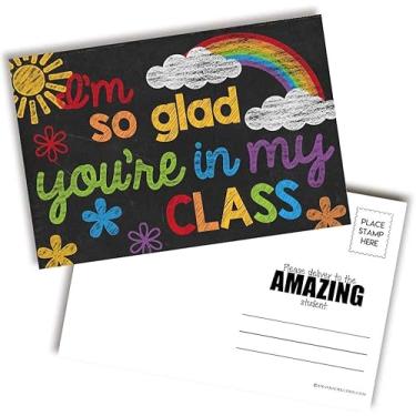 Imagem de Cartões postais em branco temáticos de quadro-negro colorido para alunos de professores, 30 4" x 6" Preencha cartões por AmandaCreation