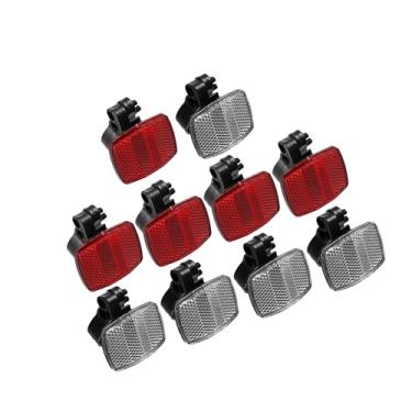 Imagem de Partuto 10 peças de kit refletor dianteiro traseiro para bicicleta de montanha refletores de aviso de segurança para guidão selim e ciclismo noturno vermelho e branco substituição