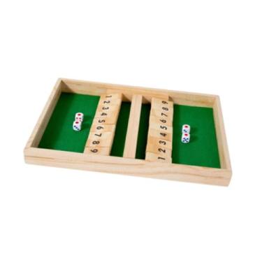 Imagem de Dynwave Jogo de tabuleiro de madeira Shut The Box, jogos de dados para festas, jogo de entretenimento, artesanato feito à mão, caixa de madeira, jogo de