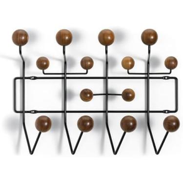 Imagem de Cabide de metal de madeira, cabide de parede, moderno, ganchos de parede com bolas de madeira maciça pintadas