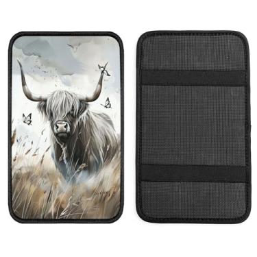 Imagem de Qindaiwen Capa de console central de carro, protetor universal para apoio de braço, almofada macia, impermeável e antiderrapante, organizador de console durável para carro, SUV e caminhão com