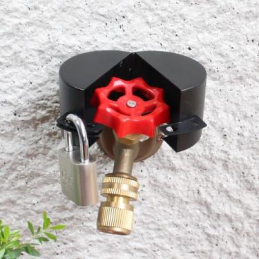 Imagem de Trava de torneira externa com cadeado trava de torneira de água externa adequada para mangueira de jardim, babador, válvula de água, mangueira externa, torneiras à prova de crianças, evita roubo de