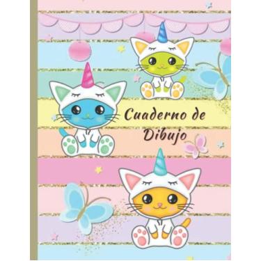 Imagem de Cuaderno de Dibujo: Libreta de Bocetos, Cuaderno Para Niños y Niñas,100 Paginas En Blanco, Gran Formato,Regalo Creativo Y Original (Lindo arcoiris kawaii gatito gato)