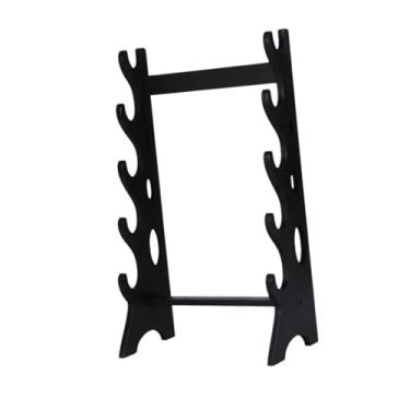 Imagem de Esquirla Suporte de espada Samurai Suporte de espada 5 camadas para flautas de gancho Wakizashi Tanto Templar, Preto
