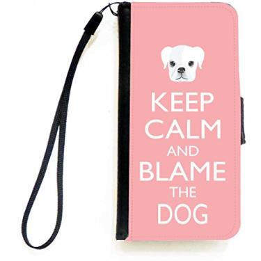 Imagem de Rikki Knight Keep Calm and Blame the Dog - Capa carteira flip rosa claro com aba magnética para Apple iPhone 5c