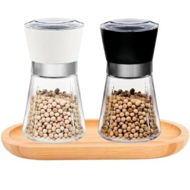 Imagem de Kit Moedor de Pimenta e Sal Vidro Moinho Em Cerâmica 2 Peças - Lyor, 2