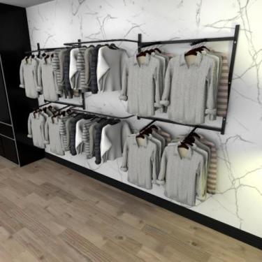 Imagem de Arara de roupas closet quarto com 18 peças cremalheira 300x100 cm cor 