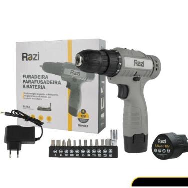 Imagem de Furadeira Parafusadeira Bateria 12v Razi Bivolt Com Acessórios