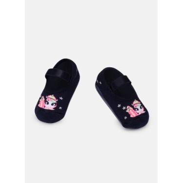 Imagem de Meia Sapatilha com Sola Emborrachada Bebê Menina Unicórnio Skate - Puk