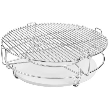 Imagem de Kit de substituição de grelha de cozinha de 6 peças para Kamado Joe Classic, peças de rack expansor de sistema de cozimento removíveis, grelha KJ-HCG 2, placa defletora de calor de cerâmica meia-lua