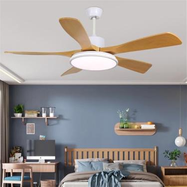 Imagem de Nórdico Moderno LED Ventilador Luz Moda Luxo Sala De Estar Restaurante Quarto Estudo Hotel Villa Ventilador De Teto Luz Remota Ventilador Elétrico (Estilo 18)