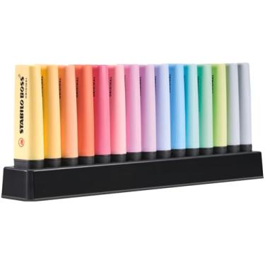 Imagem de Marca-texto – Stabilo Boss Conjunto de mesa pastel original de 15 peças com 14 cores sortidas (2 x cinza empoeirado)