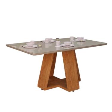 Imagem de Mesa de Jantar Para Sala De Estar ou Cozinha Em Mdf Com Tampo de Vidro (Off White)