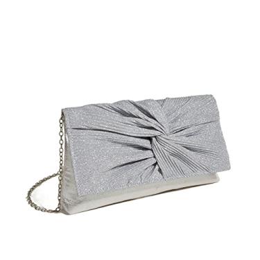 Imagem de Bolsa de festa à noite dourada Feminina Prata Bolsa tiracolo Bolsas de mão para mulheres Bolsas de ombro com corrente de luxo(Silver)