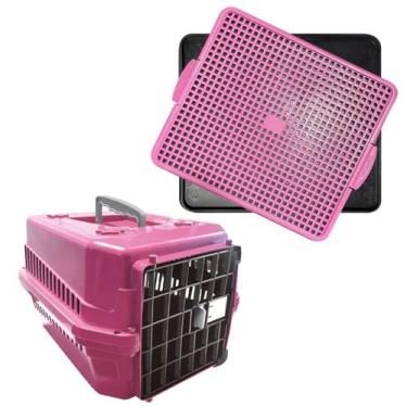 Imagem de Kit Caixa Transporte N2 P/ Cachorros E Tapete Higienico Rosa - MecPet