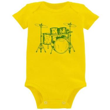 Imagem de Body Bebê Bateria Música (azul) - Foca na Moda, Amarelo, M